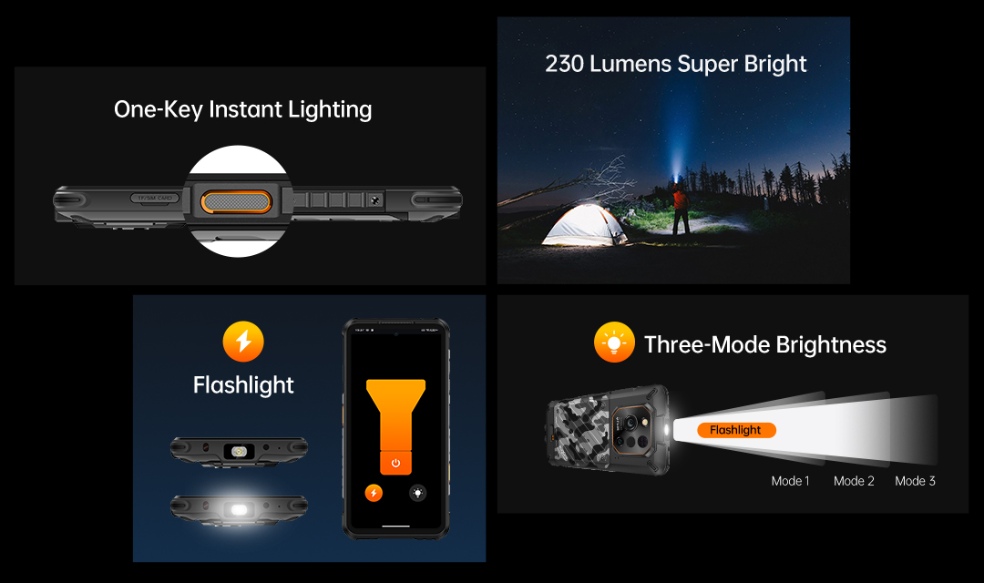 RugOne Xever 7 Rugged Smartphone Taschenlampen-Funktionen