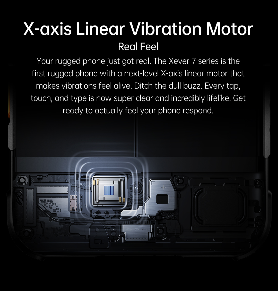 RugOne Xever 7 Rugged Smartphone mit X-Achsen-Linearmotor für präzises haptisches Feedback