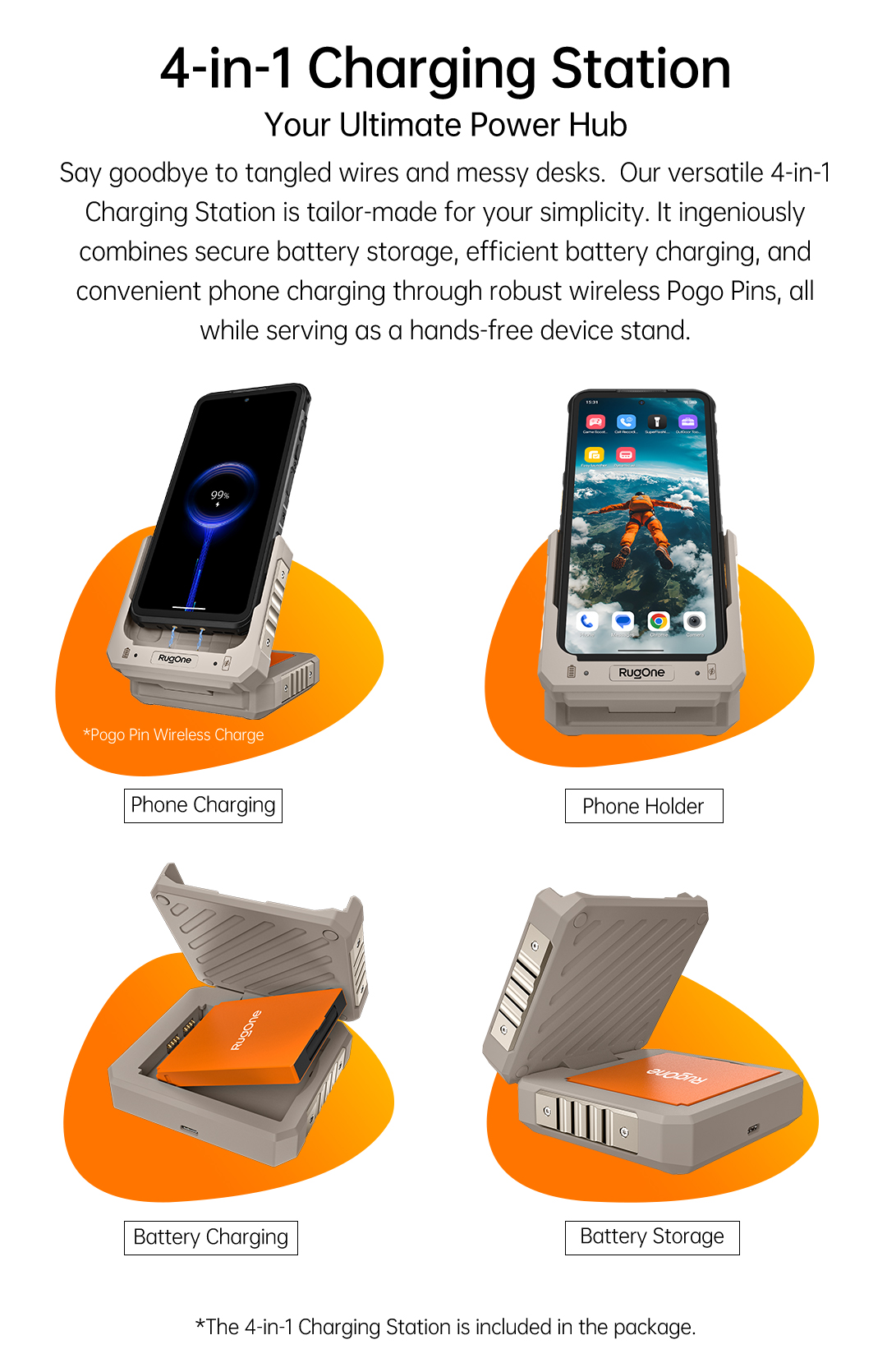 RugOne 4-in-1 Station für RugOne Xever 7 Rugged Smartphone Funktionen