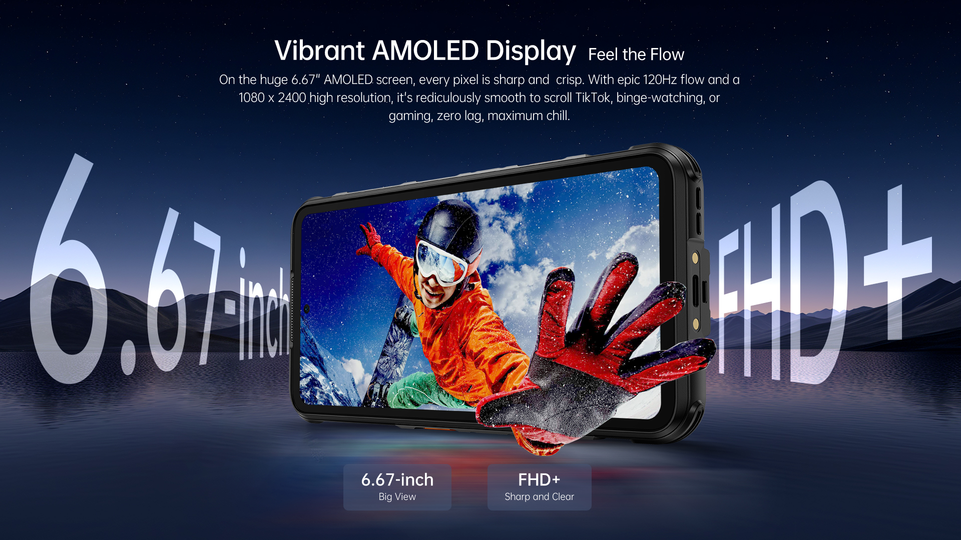 RugOne Xever 7 Pro Rugged Smartphone brillantes AMOLED-Display