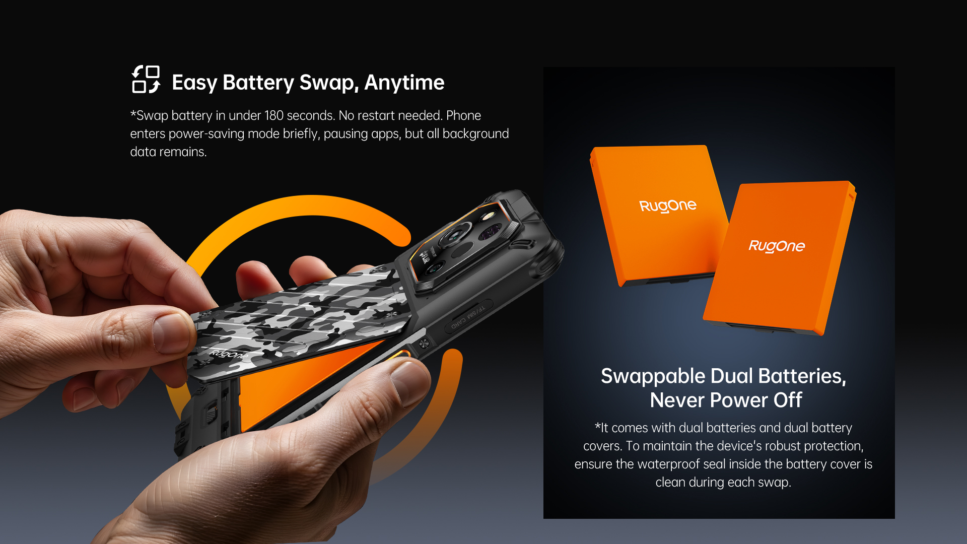 RugOne Xever 7 Pro Rugged Smartphone austauschbare Dual-Akkus