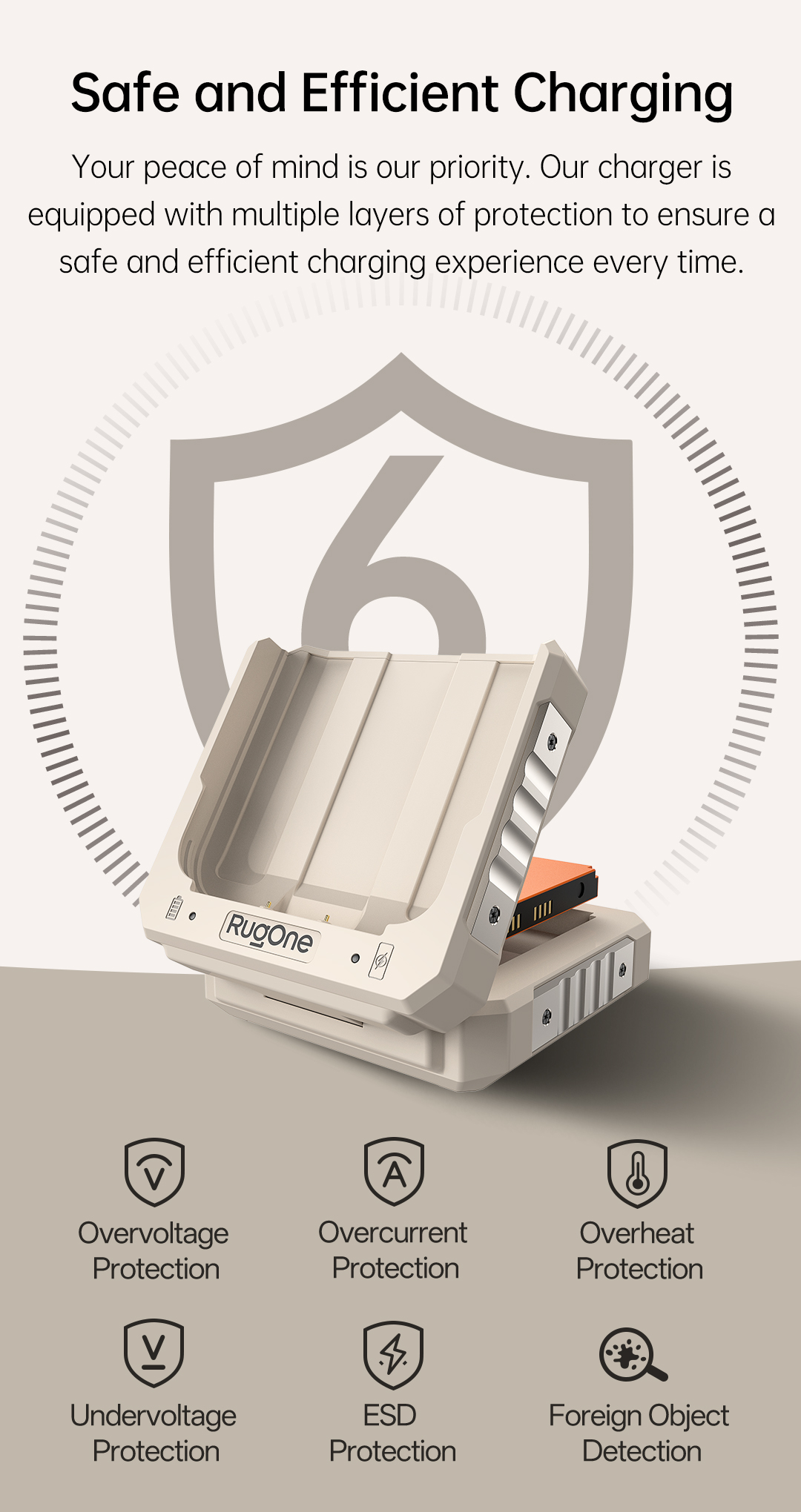 RugOne 4-in-1 Charging Station Safe and Efficient Charging for RugOne Xever 7 Series Rugged Smartphones