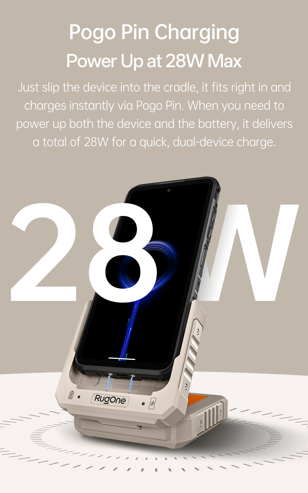 RugOne 4-in-1 Charging Station Pogo Pin Charging for RugOne Xever 7 Series Rugged Smartphones