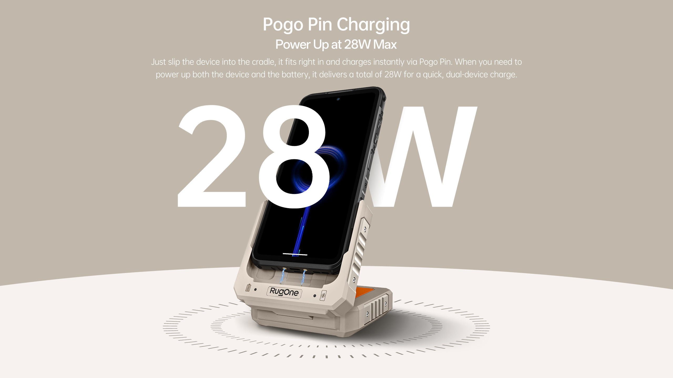 RugOne 4-in-1 Charging Station Pogo Pin Charging for RugOne Xever 7 Series Rugged Smartphones