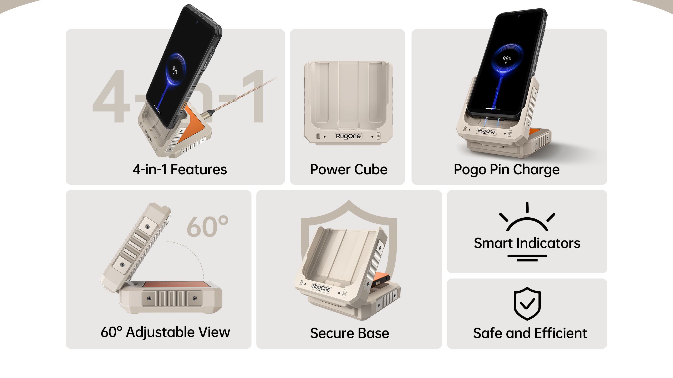 RugOne 4-in-1 Charging Station for RugOne Xever 7 Series Rugged Smartphones