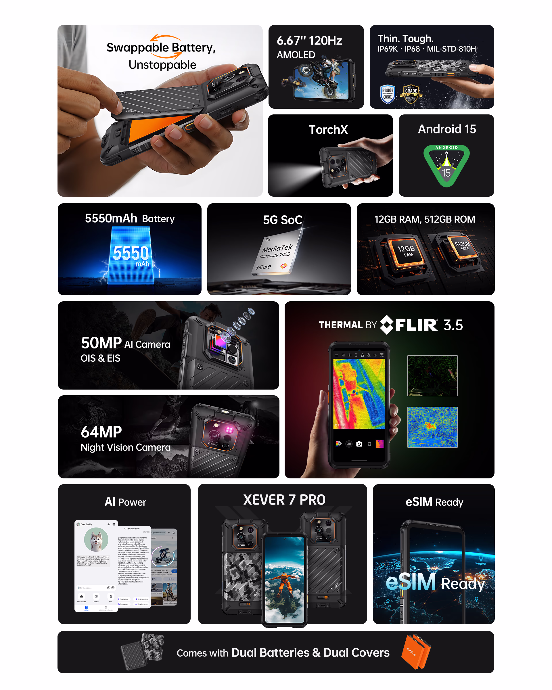 RugOne Xever 7 Pro Rugged Smartphone Features