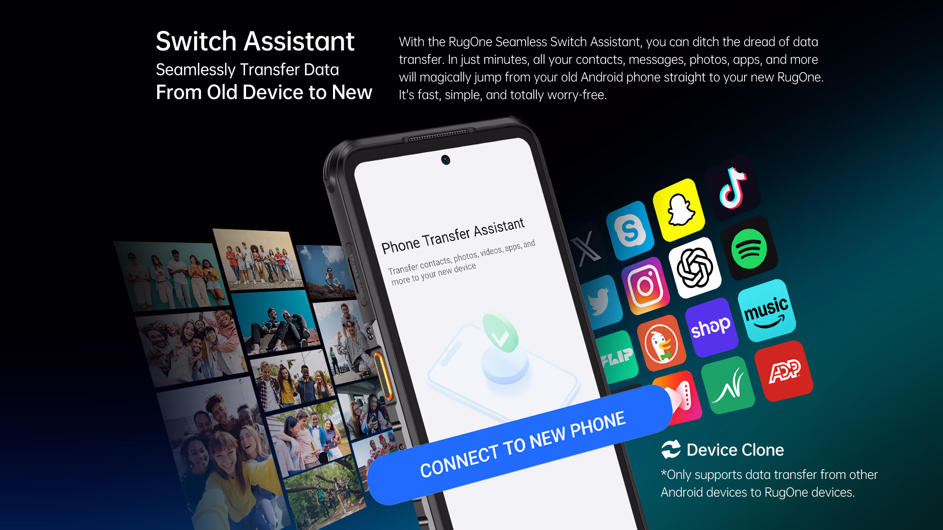 RugOne Xever 7 Pro Rugged Smartphone Switch Assistant