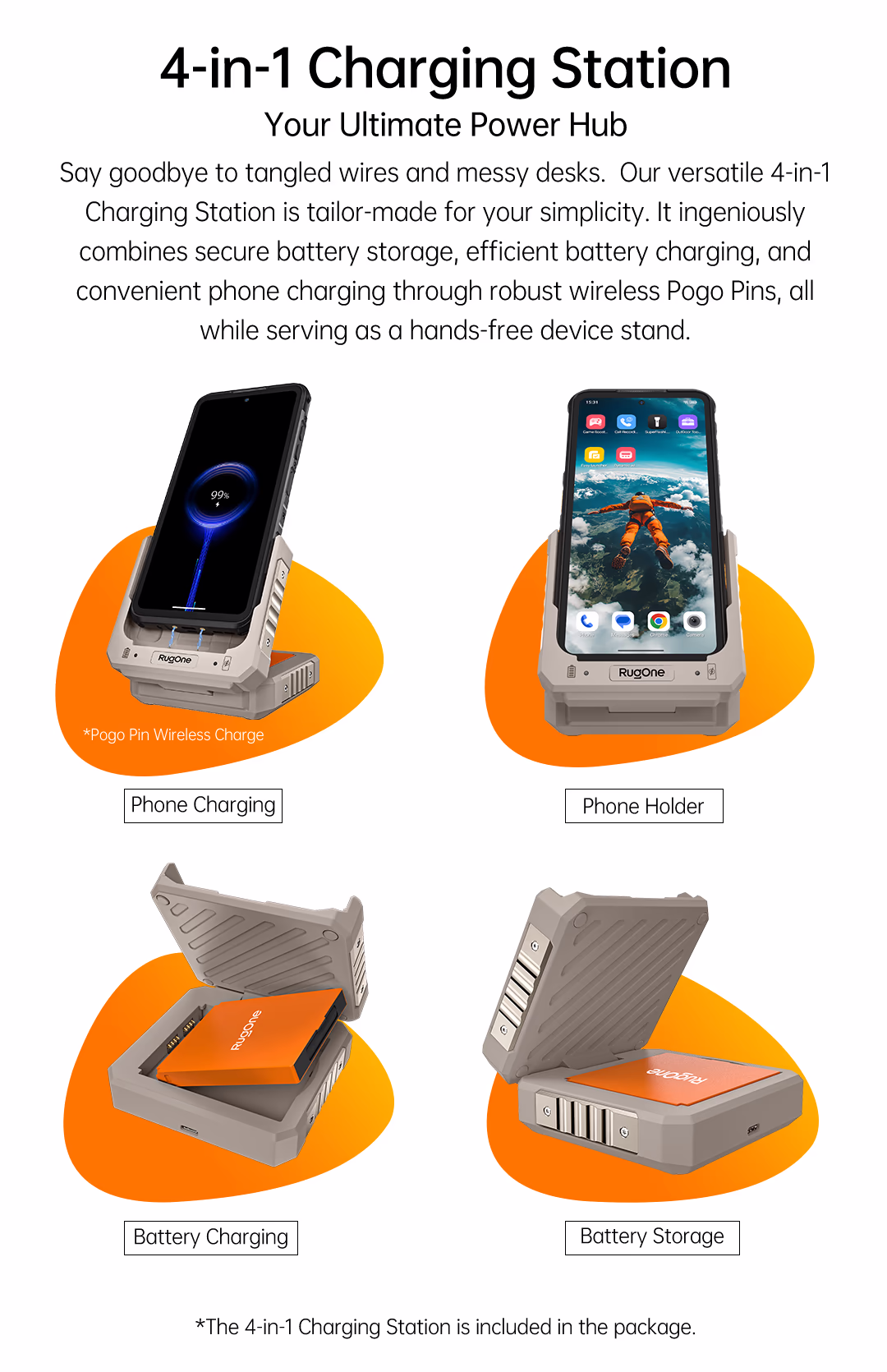 RugOne 4-in-1 Station for RugOne Xever 7 Pro Rugged Smartphone Features